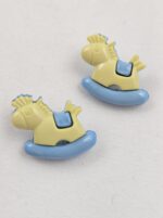 Kinderknöpfe Schaukelpferd gelb-blau (5er Pack)
