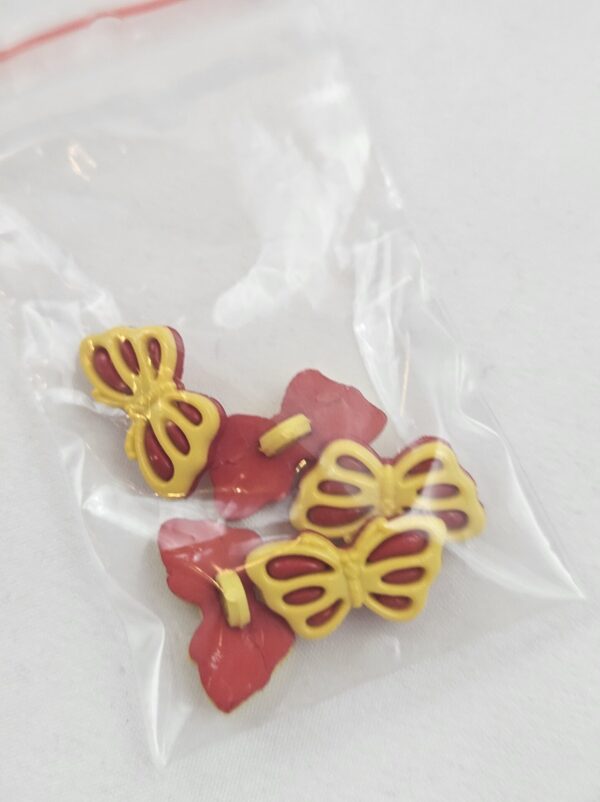 🦋 Kinderknöpfe Schmetterling rot-gelb (5er Pack)