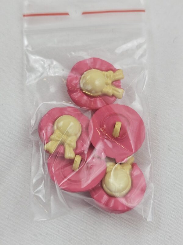🎀 Kinderknöpfe Mädchenhut pink-gelb (5er Pack)
