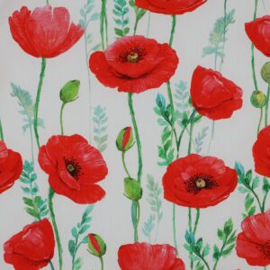 Patchworkstoff / Sommerstoff / 100% Baumwoll-Popeline / Digitaldruck / Mohnblüten