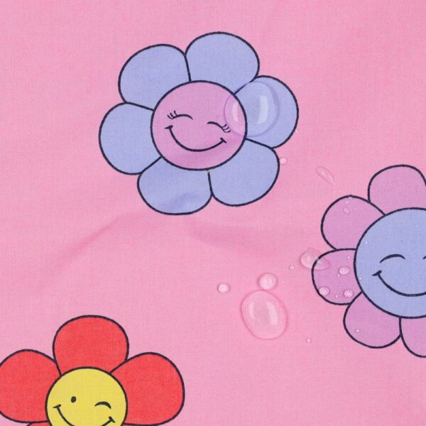 Dekostoff, beschichtete Baumwolle "Happy Flowers" pink
