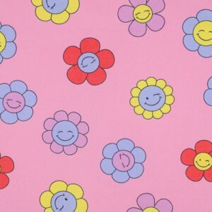 Dekostoff, beschichtete Baumwolle "Happy Flowers" pink