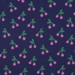 Dekostoff, beschichtete Baumwolle "Kirschen" navy-pink