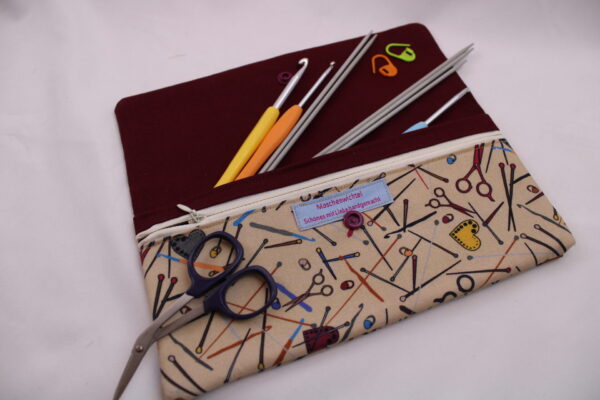 Stricknadeltasche, Häkelnadeltasche, Handarbeitstäschchen "Handarbeit"