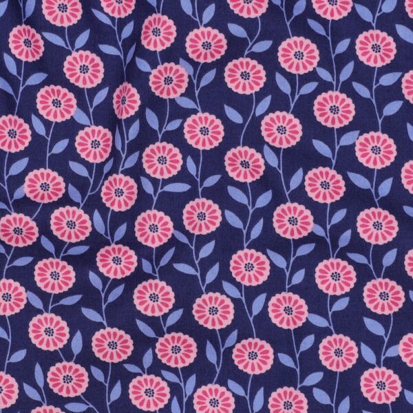 Patchworkstoff / Sommerstoff / 100% Baumwoll-Popeline / Blümchen navy – Bild 2