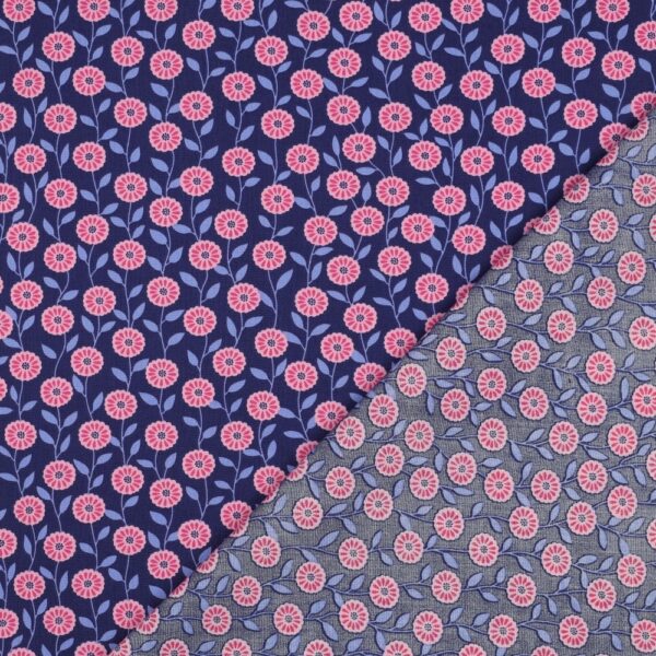Patchworkstoff / Sommerstoff / 100% Baumwoll-Popeline / Blümchen navy – Bild 3