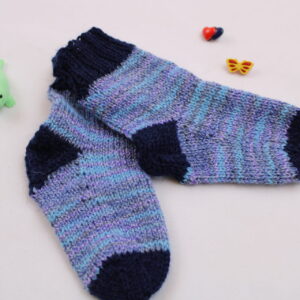Gr. 18/19 - Baby-Wollsocken handgestrickt, Blautöne Farbverlauf