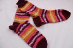 Gr. 34/35 - Kinder-Wollsocken handgestrickt, Rot- und Gelbtöne