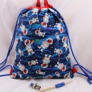 Turnbeutel Kinder, Kinderrucksack "Astronaut im All", Gr. S, Kitatasche, Sportbeutel, Kindertasche