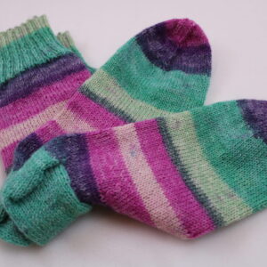 Gr. 40/41 - Wollsocken handgestrickt, Rosa- und Grüntöne