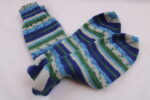 Gr. 40/41 - Wollsocken handgestrickt, blau/grün/weiß