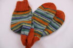 Gr. 42/43 - Wollsocken handgestrickt, bunt geringelt