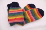 Gr. 38/39 - Wollsocken handgestrickt, bunt geringelt
