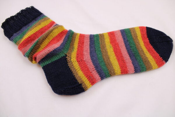 Gr. 38/39 - Wollsocken handgestrickt, bunt geringelt
