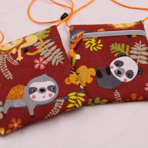Kleiner Kinder-BRUSTBEUTEL "Wilde Tiere" mit Sicherheitsverschluss und Reflektorfähnchen; Brusttasche, Geldbörse, Geldbeutel
