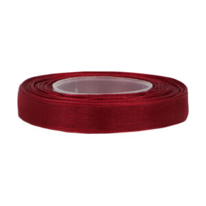 Organzaband aus 100% Polyester, 12mm breit, BORDEAUXROT, für Schleifen, Deko, Geschenkverpackungen, Rolle mit ca. 27 Metern