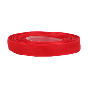 Organzaband aus 100% Polyester, 12mm breit, ROT, für Schleifen, Deko, Geschenkverpackungen, Rolle mit ca. 27 Metern