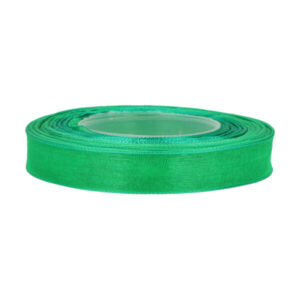 Organzaband aus 100% Polyester, 12mm breit, GRÜN, für Schleifen, Deko, Geschenkverpackungen, Rolle mit ca. 27 Metern