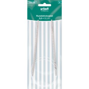 Gründl Rundstricknadeln, 3.5mm, Metall mit Kunststoffseil 80cm
