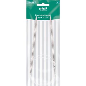 Gründl Rundstricknadeln, 6.0mm, Metall mit Kunststoffseil 80cm