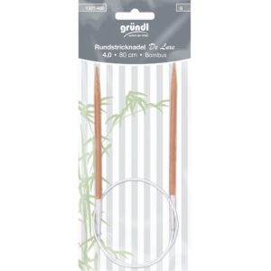 Gründl Rundstricknadeln BAMBUS DELUXE, 4.0mm, Bambus mit Kunststoffseil (in Stahloptik) 80cm