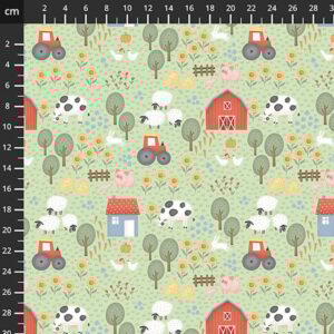 Kinderstoff / Designerstoff / 100% Baumwolle / Serie QUACK QUACK MOO - Bauernhof / Design: Emily Wenk
