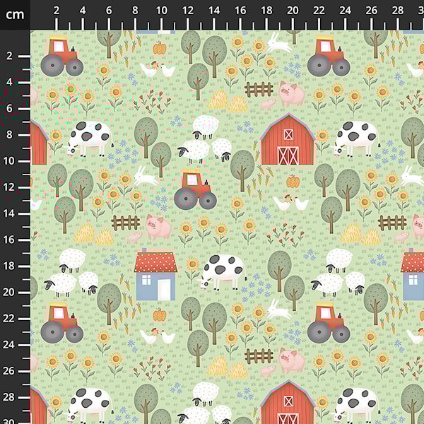 501-296 quack quack moo Kinderstoff / Designerstoff / 100% Baumwolle / Serie QUACK QUACK MOO - Bauernhof / Design: Emily Wenk