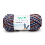 Wolle Gründl / Hot socks sensitive (01) - VEGANE Sockenwolle,100g, 4-fädig, jeansblau-camel-violet