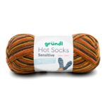 Wolle Gründl / Hot socks sensitive (04) - VEGANE Sockenwolle,100g, 4-fädig, kürbis-mandarine-kieselgrau