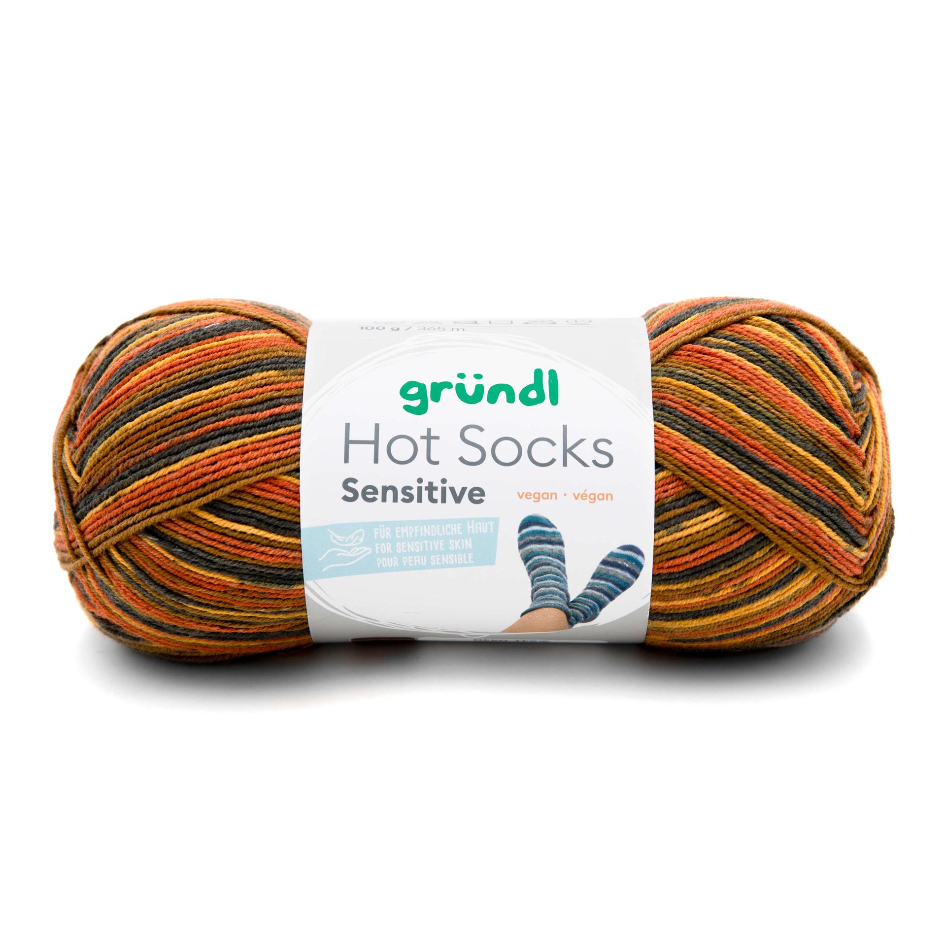 6057-04__Hot_Socks_Sensitive_B1_1920x1920 Wolle Gründl / Hot socks sensitive (04) - VEGANE Sockenwolle,100g, 4-fädig, kürbis-mandarine-kieselgrau