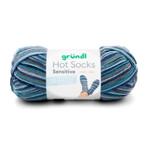 Wolle Gründl / Hot socks sensitive (06) - VEGANE Sockenwolle,100g, 4-fädig, petrol-blau-graubeige