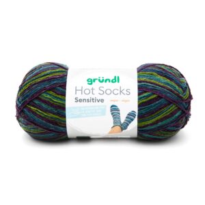 Wolle Gründl / Hot socks sensitive (07) - VEGANE Sockenwolle,100g, 4-fädig, petrol-blau-graubeige