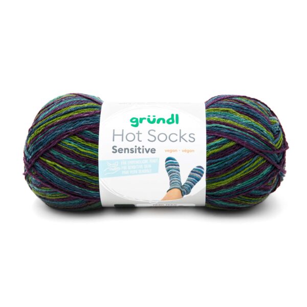 Wolle Gründl / Hot socks sensitive (07) - VEGANE Sockenwolle,100g, 4-fädig, petrol-blau-graubeige