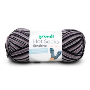 Wolle Gründl / Hot socks sensitive (08) - VEGANE Sockenwolle,100g, 4-fädig, schwarz-grau-beige