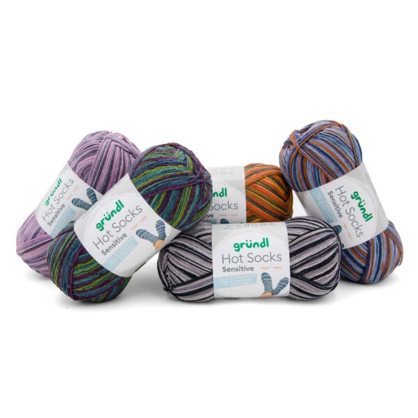 Wolle Gründl / Hot socks sensitive (08) - VEGANE Sockenwolle,100g, 4-fädig, schwarz-grau-beige – Bild 3
