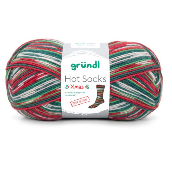 Set 300g Sockenwolle Wolle Gründl XMAS, 4-fädig, 3 Knäuel = 3 verschiedene Muster, Weihnachtssocken für die ganze Familie stricken – Bild 8