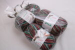 Set 300g Sockenwolle Wolle Gründl XMAS, 4-fädig, 3 Knäuel = 3 verschiedene Muster, Weihnachtssocken für die ganze Familie stricken
