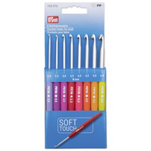PRYM Wollhäkelnadel Set, Softgriff, 8 Häkelnadeln in den Stärken 2-6mm