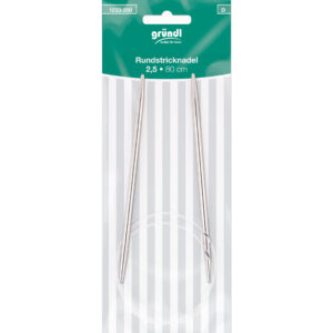 Gründl Rundstricknadeln, 2.5mm, Metall mit Kunststoffseil 80cm