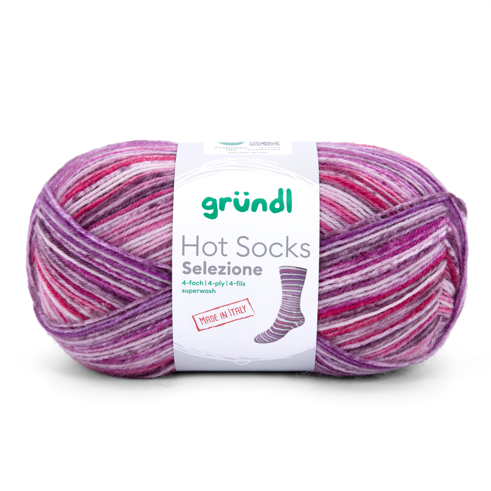 Hot_Socks_Selezione_4-fach_EK_rgb_109 Wolle Gründl / Selezione (109) - Sockenwolle 100g, 4-fädig - 75% Schurwolle, 25% Polyamid, für Nadelstärke 2,5-3,0mm