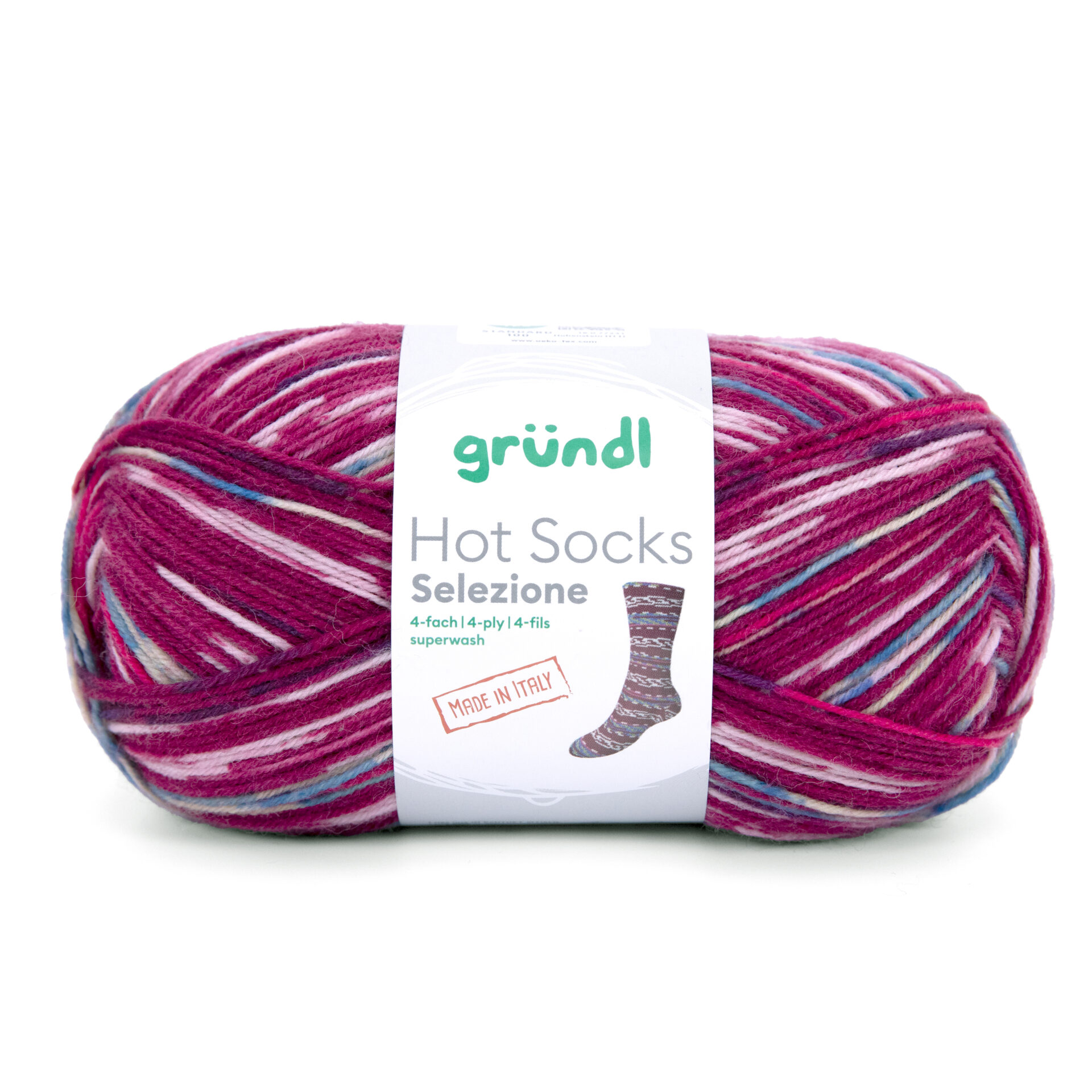 Hot_Socks_Selezione_4-fach_EK_rgb_114 Wolle Gründl / Selezione (114) - Sockenwolle 100g, 4-fädig - 75% Schurwolle, 25% Polyamid, für Nadelstärke 2,5-3,0mm
