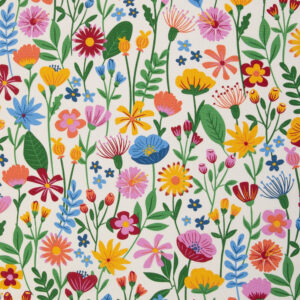 Dekostoff "Blumenwiese" - Webware Mischgewebe, bunte Farben, kräftiger Griff