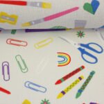 Dekostoff "Bastelzubehör" -  Webware Mischgewebe, bunte Farben, kräftiger Griff – Bild 2