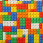 Kinderstoff / Baumwoll-Webware / Bunte Klemmbausteine