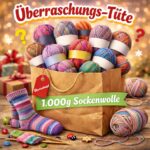 Überraschungstüte Sockenwolle 1.000g, 4-fädig, für Nadeln 2.5 - 3.0 mm + kleines Geschenk