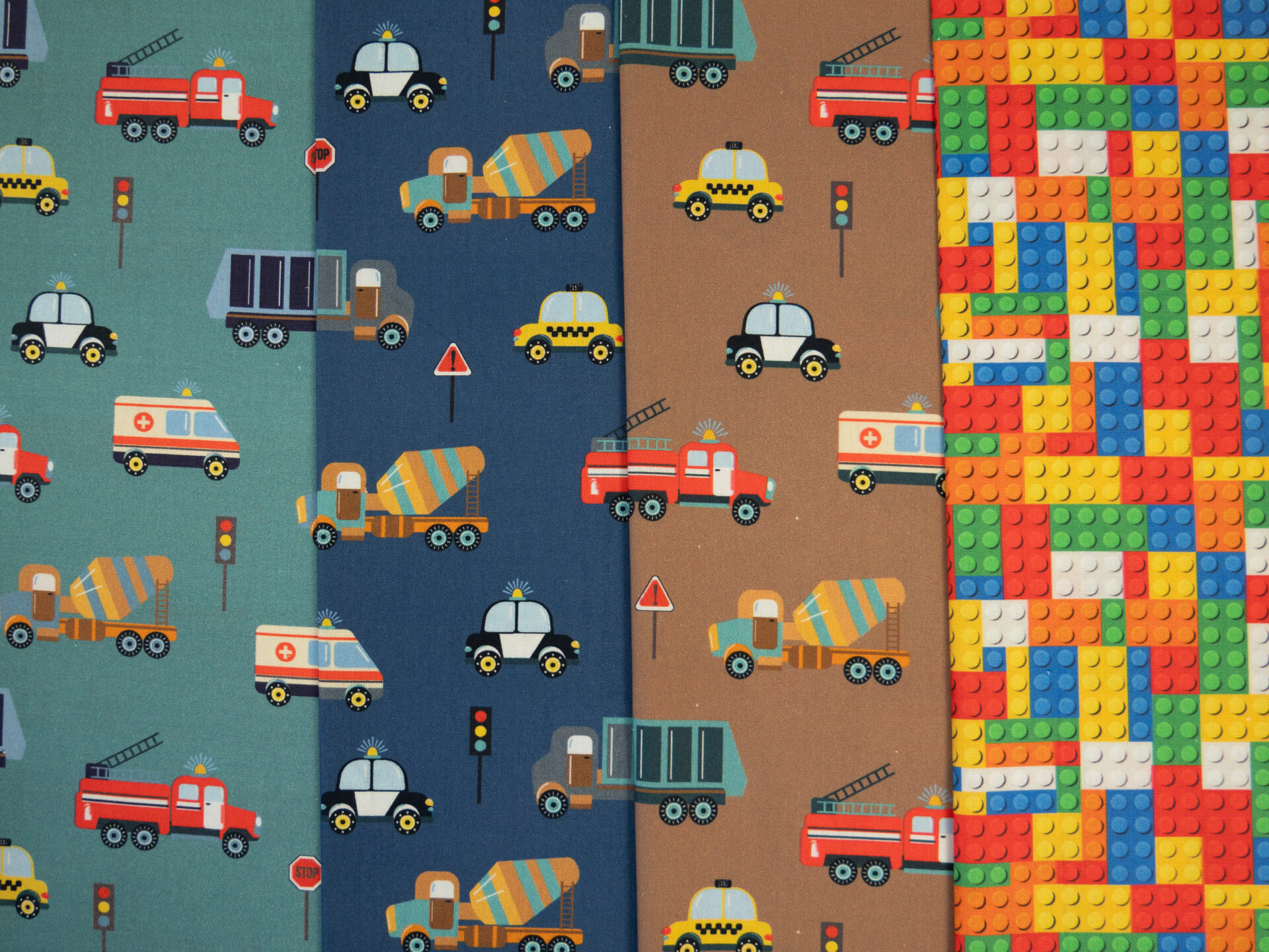 Kinderstoff / Baumwoll-Webware / Fahrzeuge jeansblau – Bild 3