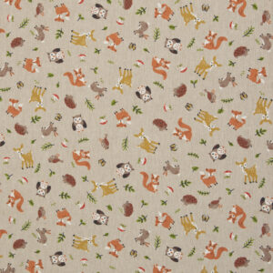 Dekostoff "Waldtiere" - Webware Mischgewebe, kräftiger Griff, Leinenoptik