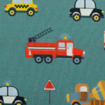 Kinderstoff / Baumwoll-Webware / Fahrzeuge smaragd – Bild 3