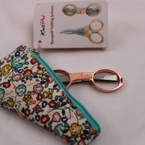 Knit Pro 11286 Klappschere, Metall, Farbe: Roségold, inklusive Scherentäschchen