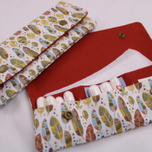 Tampontasche / Etui für Slipeinlagen u. Tampons / Notfalltäschchen / Medikamententäschchen / Kondomtäschchen / Hygieneetui "Federn Erdtöne"